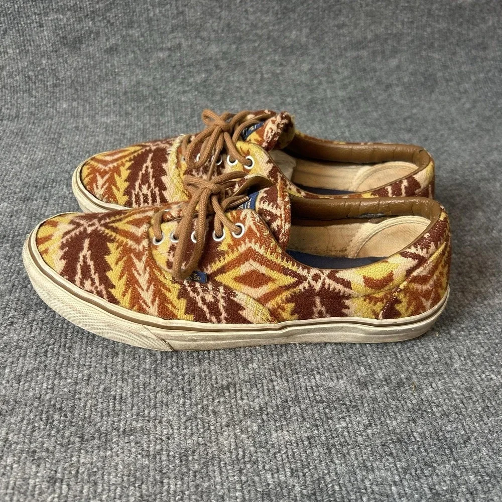 Vans Era Pendleton Shoes Mens Size 10.5 Brown Wool Geometric Pattern Sneakers
